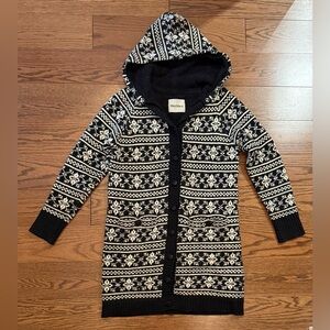MaxMara Black and White Hooded Knit Coat